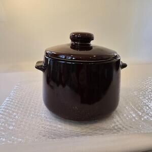 West Bend Vintage Bean Pot Crock Brown Glazed Stoneware W/Lid USA Pottery 1950’s